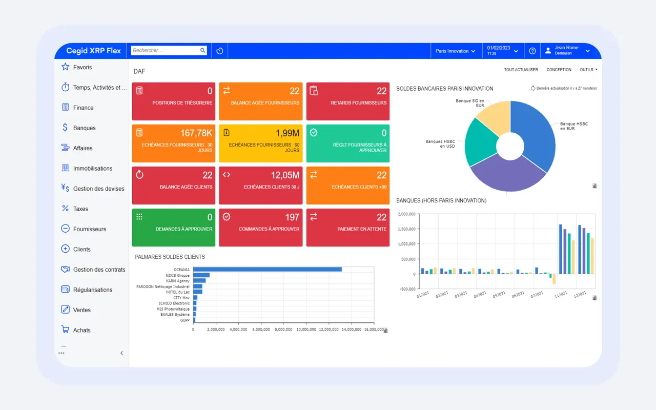 Interface d'un ERP Cegid XRP