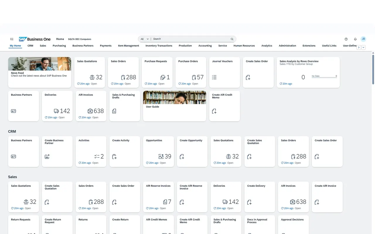 Interface de SAP Business One