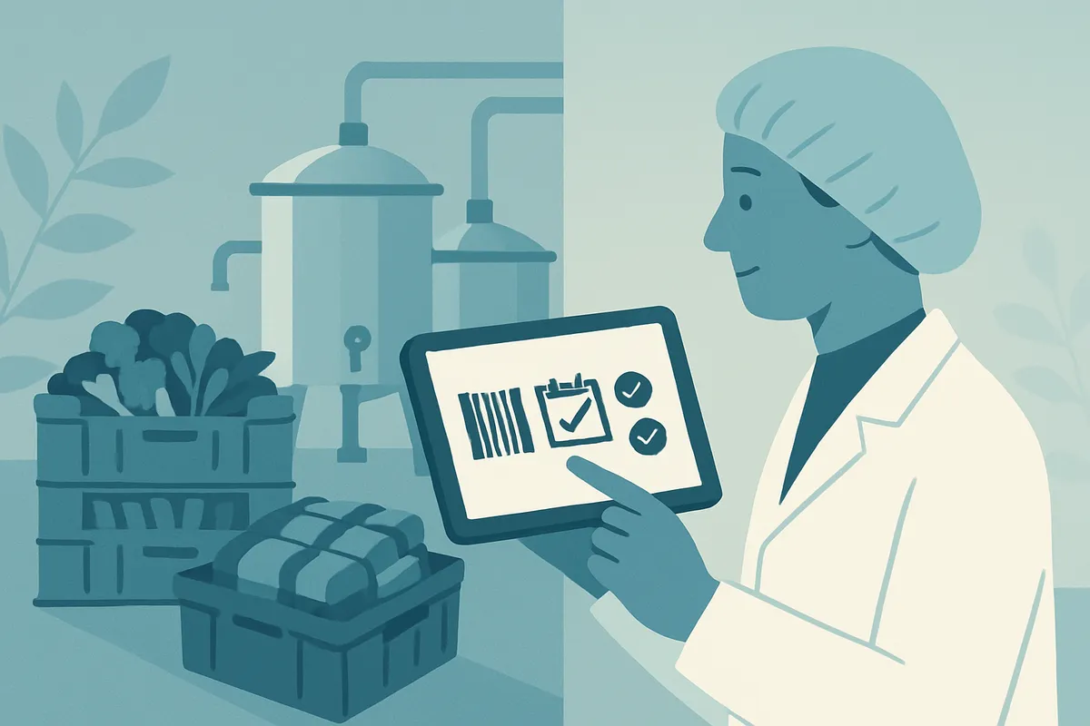 Responsable qualité agroalimentaire suivant la traçabilité des lots sur une tablette