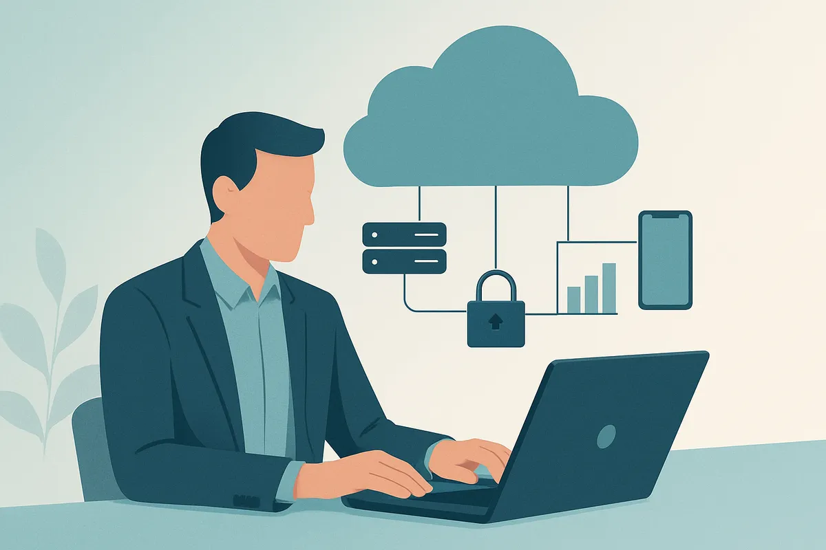 Utilisateur d'un ERP en ligne, relié au cloud